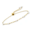 Rs Pure Ross-simons 3-3.5mm Cultured Pearl And 14kt Yellow Gold Paper Clip Link Bolo Bracelet In Yellow