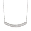 Ross-simons Baguette And Round Diamond Curved Bar Necklace In 14kt White Gold In Multi
