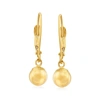 Ross-simons 6mm 14kt Yellow Gold Shiny Bead Drop Earrings In Yellow