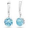 Nicole Miller Sterling Silver With 8mm Round Cut Gemstone Dangle Drop Earrings In Blue