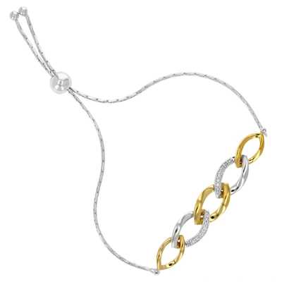 Vir Jewels 1/10 Cttw Diamond Bolo Bracelet Yellow Gold Plated Over Sterling Silver Links In Grey