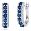 Max + Stone 925 Sterling Silver Simulated Ruby Round Hoop Earrings, 0.75 Inches In Blue