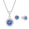 Max + Stone Swarovski Crystal Gemstone Halo Pendant And Earring Set In Blue
