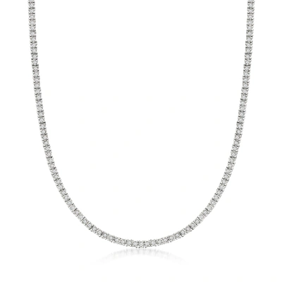 Ross-simons Diamond Tennis Necklace In Sterling Silver In Metallic
