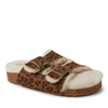 Dearfoams Women's Tamworth Cork Molded Footbed Double Band Slide In Multi