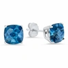 Max + Stone Sterling Silver 6mm Cushion Cut Checkerboard Gemstone Stud Earrings In Multi