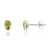 Nicole Miller Sterling Silver Pear Cut 6mm Gemstone Bezel Set Stud Earrings With Push Backs In Green