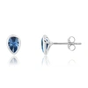 Nicole Miller Sterling Silver Pear Cut 6mm Gemstone Bezel Set Stud Earrings With Push Backs In Blue