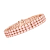 Ross-simons Pink Opal Multi-row Tennis Bracelet In 18kt Rose Gold Over Sterling In Multi