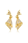 Classicharms Women's Gold Pavé Diamonds Embellished Butterfly Earrings In Gold