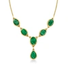 Ross-simons Emerald Y-necklace In 18kt Gold Over Sterling In Multi