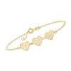Ross-simons Italian 14kt Yellow Gold Geometric-pattern Heart Station Bracelet In Multi