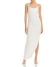 AQUA WOMENS HALTER COWL NECK MAXI DRESS