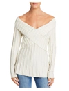 SINGLE THREAD WOMENS LUREX OFF THE SHOULDER PULLOVER SWEATER