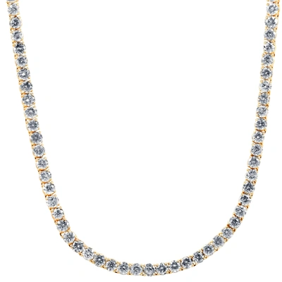 Pompeii3 43.50ct Natural Diamond Men's Tennis Necklace Solid 14k Yellow Gold 24" In Multi