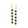 Ross-simons Black Onyx Square-link Drop Earrings In 18kt Gold Over Sterling In Black