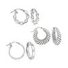 Ross-simons Italian Sterling Silver Jewelry Set: 3 Pairs Of Hoop Earrings In White