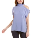 Pearl By Lela Rose Sheer Check Top In Blue