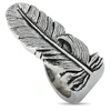 KING BABY RAVEN FEATHER SILVER RING