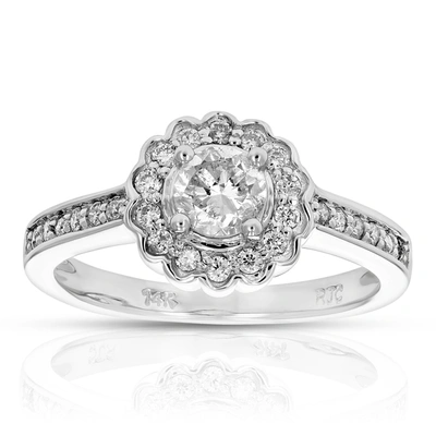Vir Jewels 1 Cttw Cluster Composite Diamond Engagement Ring 14k White Gold Round In Silver