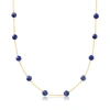 Ross-simons 8mm Blue Lapis Bead Station Necklace In 14kt Yellow Gold In Multi