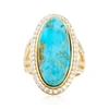 Ross-simons Mosaic Kingman Turquoise And White Topaz Ring In 18kt Gold Over Sterling