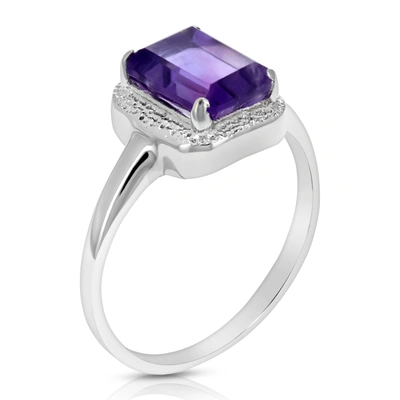 Vir Jewels 0.90 Cttw Purple Amethyst Ring .925 Sterling Silver With Rhodium Emerald 8 X 6 Mm In Grey