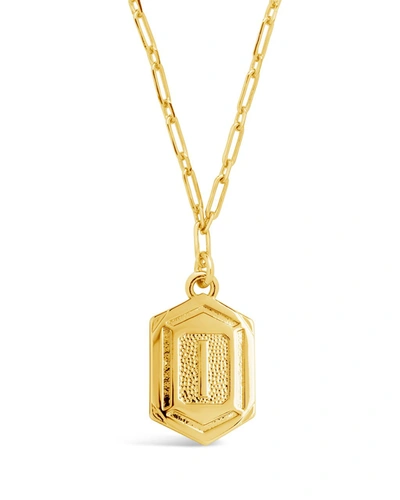 Sterling Forever 14k Gold Plated Hexagon Tag Initial Pendant Necklace In Multi