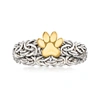 Ross-simons Sterling Silver And 14kt Yellow Gold Paw Print Byzantine Ring In White