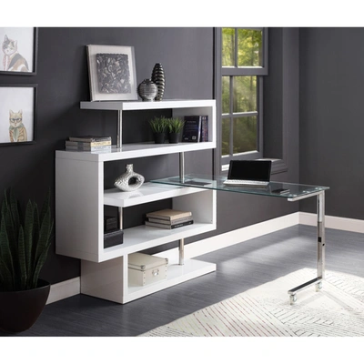 Simplie Fun Desk In Solid Wood In White