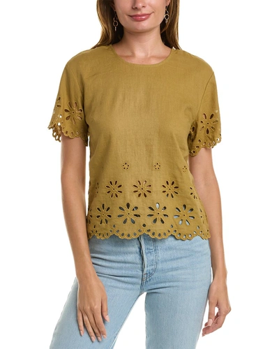 Madewell Creddo Linen-blend Top In Green