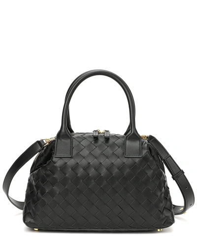 Tiffany & Fred Large Woven Leather Satchel In Black