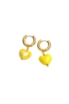 Classicharms Yellow Ceramic Heart Dangle Earrings In Yellow