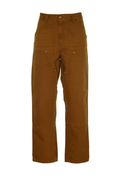 Carhartt Wip Trousers In Brown Aged Canvas