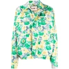Plan C Floral Print Duchesse Overshirt In Green/yellow