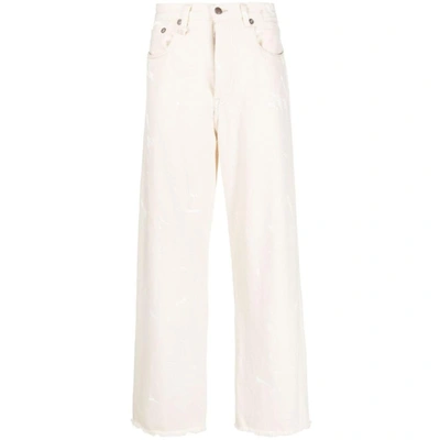 R13 D'arcy Paint-splatter Loose Jeans In Neutrals