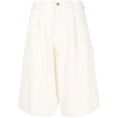 R13 Logo-patch Wide-leg Shorts In Neutrals