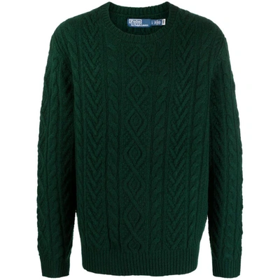 Ralph Lauren Crewneck Cable Knitted Jumper In Green