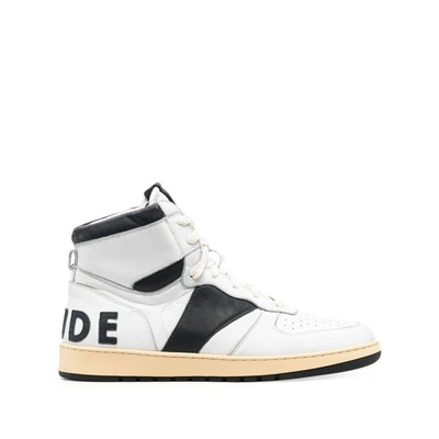 Rhude Colour-block High-top Trainers In White/black