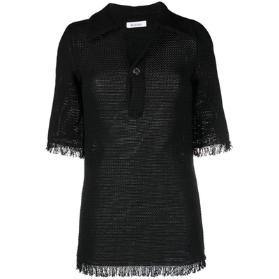 Rodebjer Crochet-knit Polo Shirt In Black