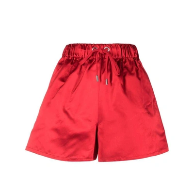 Sa Su Phi Drawstring-waist Satin Shorts In Red