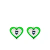 Safsafu Neon Heart-shaped Earrings In Silver/green