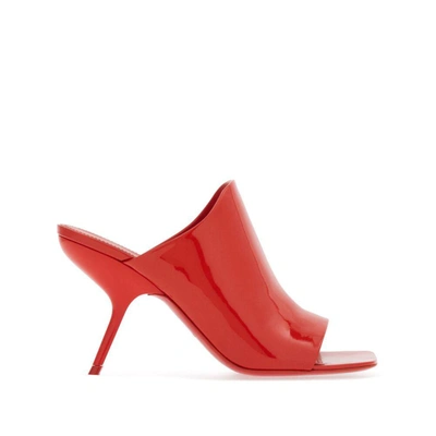 Ferragamo Era Patent Stiletto Mule Sandals In Flame Red