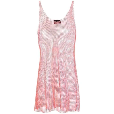 Santa Brands Semi-sheer Crystal Dress In Pink