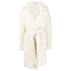 Sherpa Belted Textured Mohair-blend Coat In White