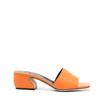 Si Rossi Single-strap Leather Mules In Orange