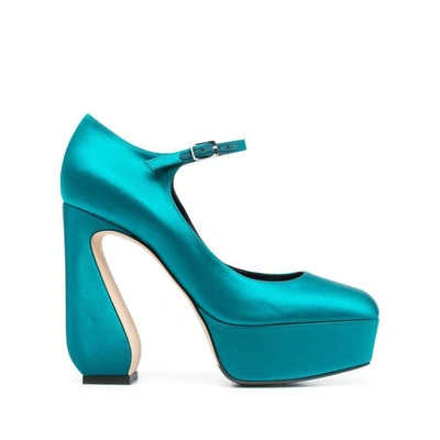 Si Rossi Crepe Satin Pumps In Blue