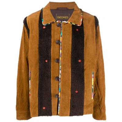 Siedres Striped Patchwork Shirt Jacket In Brown