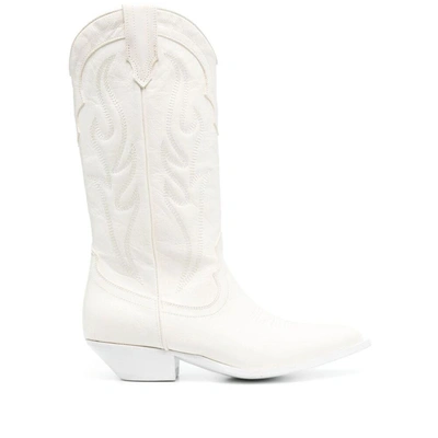 Sonora 40mm Western-style Leather Boots In White