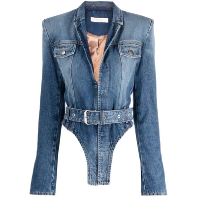 Ssheena Julia Bodysuit-style Denim Jacket In Blue